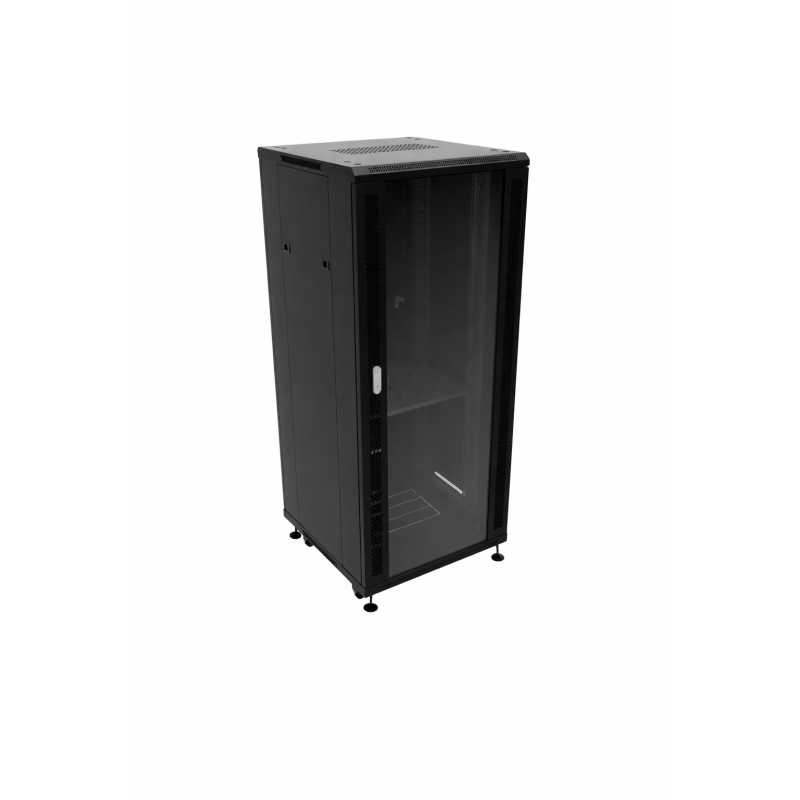 CABLESOLUTION 6627 Armoire Informatique 600x600mm au Sol – Serrure Sécurisée, Design Bleu, Rack Réseau Professionnel